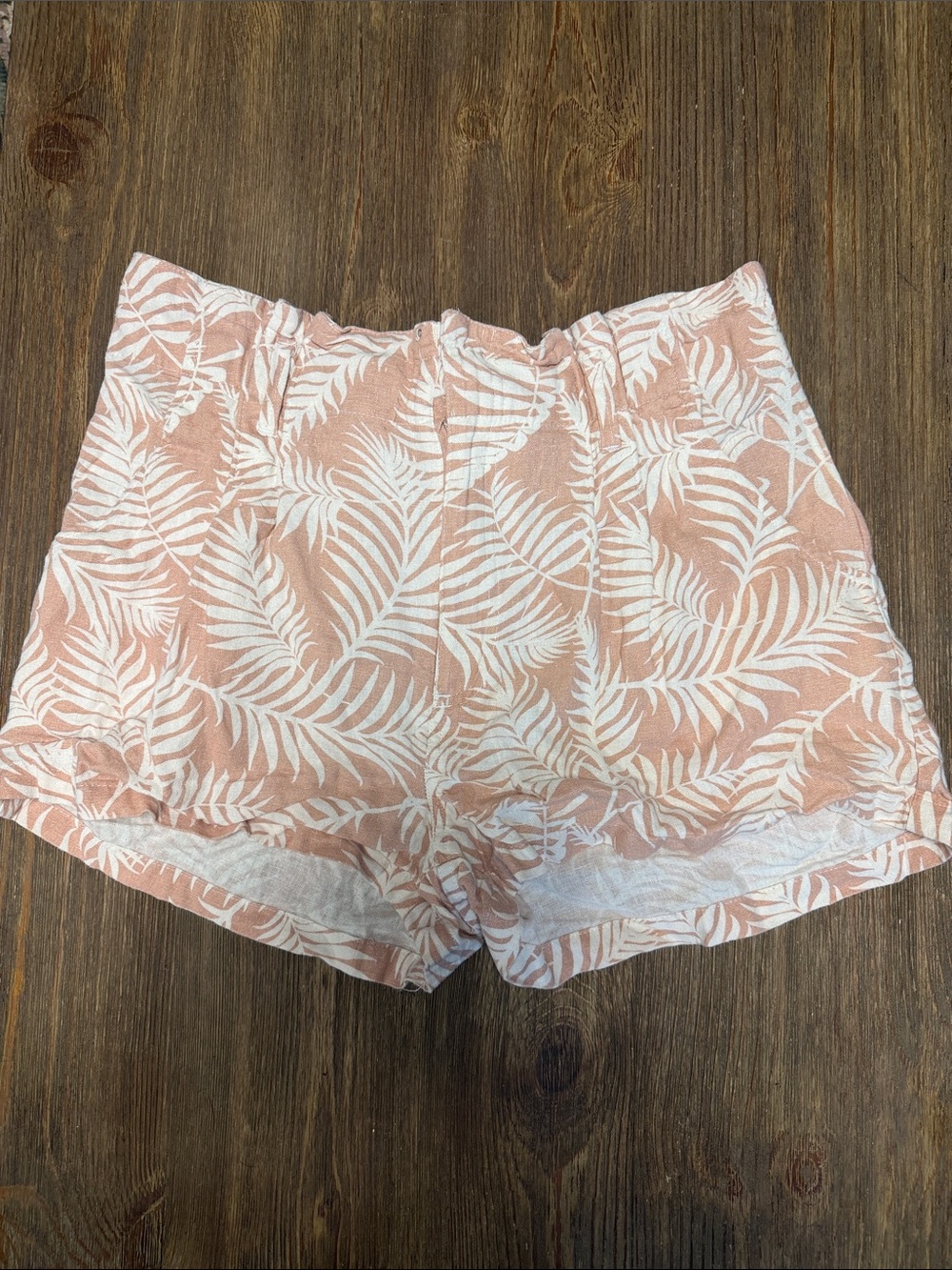 Jolt Peach & White Tropical Leaf High Waist Shorts